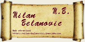 Milan Belanović vizit kartica